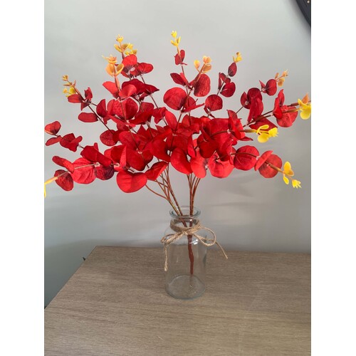 Large View 48cm Red Native Eucalyptus Leaf Bunch (Silver Dollar)