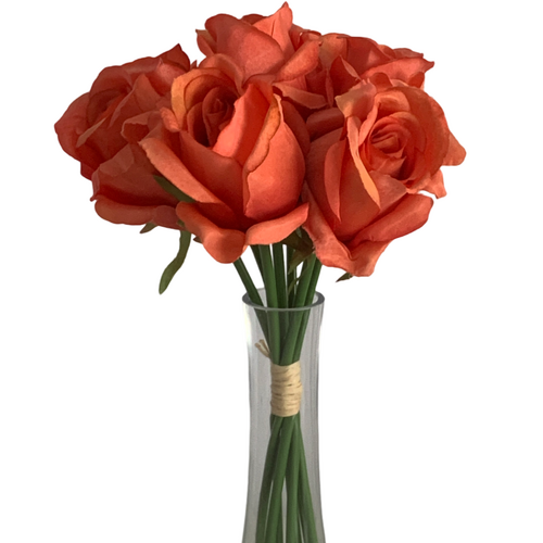 Large View Burnt Orange 7 Head Rose Bouquet