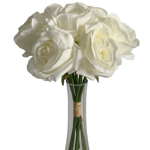 Large View White 7 Head Rose Bouquet