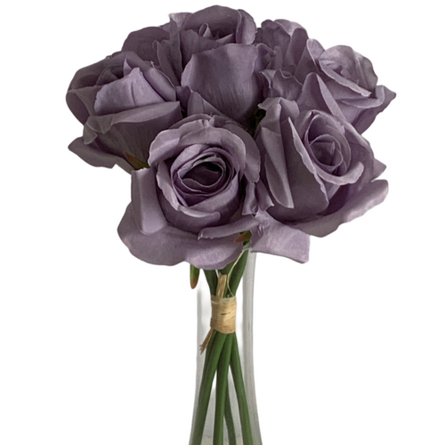 Large View Dusty Purple 7 Head Rose Bouquet