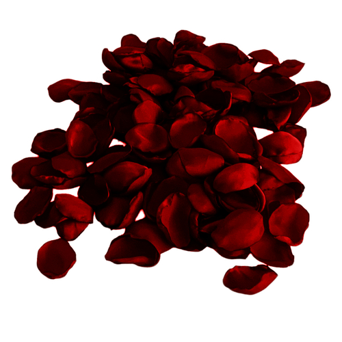 Large View 200 Deep Red Silky Rose Petals in organza pouch