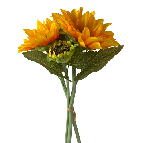 Large View 40cm Sunflower Bouquet -  3 Flowers 