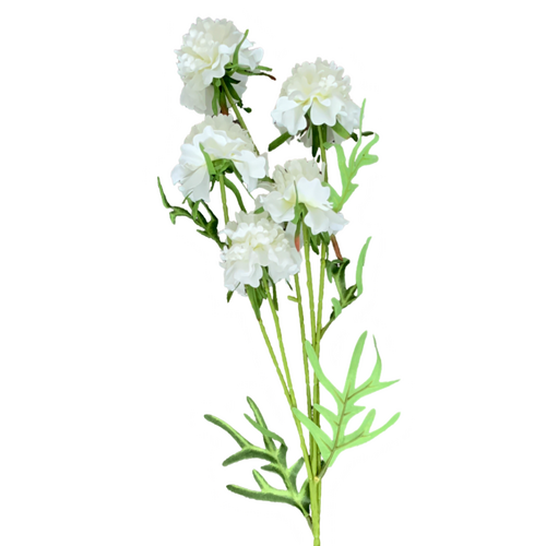 Large View 70cm Ruffled Carnation-Style Blooms - White