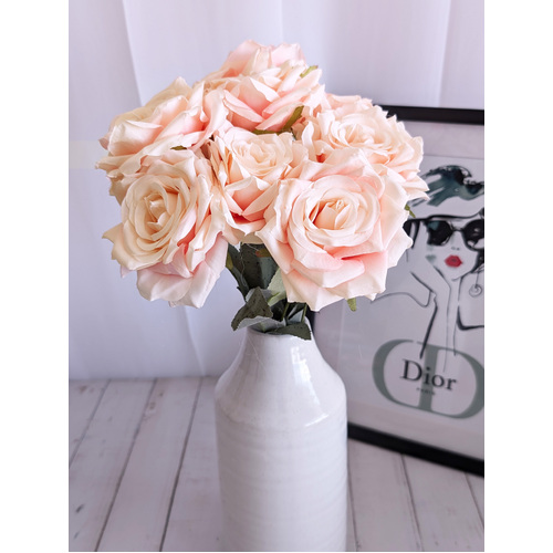 Large View 47cm - Soft Pink 9 Head Rose Bush