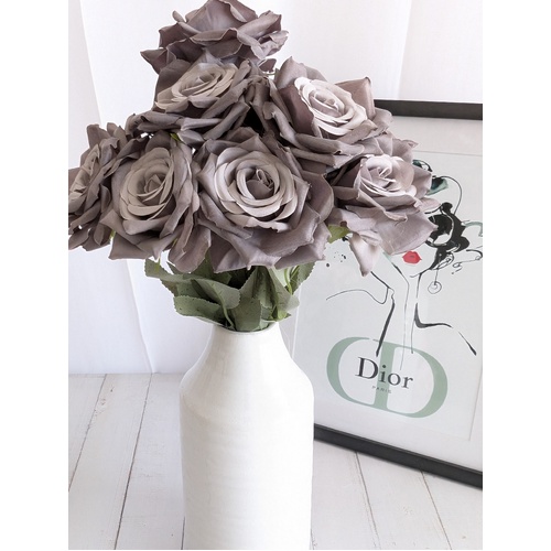 Large View 47cm - Dusty Gray 9 Head Rose Bush