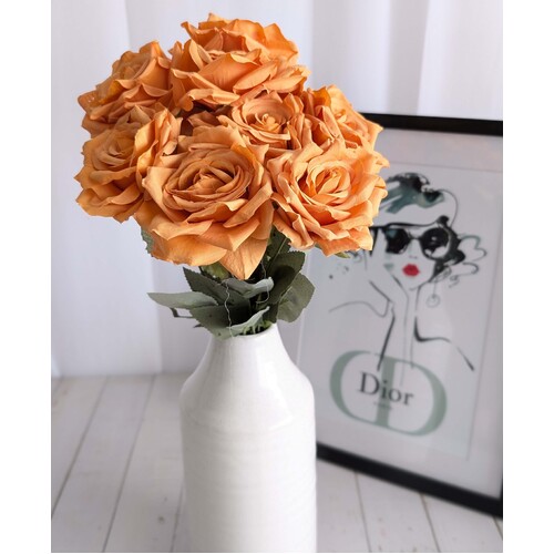 Large View 47cm - Autumn Orange 9 Head Rose Bush