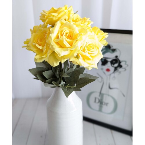 Large View 47cm - Yellow 9 Head Rose Bush