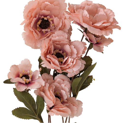 Large View 6 Head Peony 80cm Floral Stem - Dusty Mauve