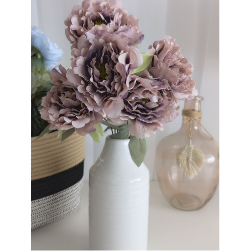 Large View 45cm Artificial Dusty Lavender Peony Bouquet | 5 Large 10cm Flowers