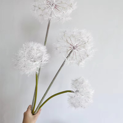 Large View 63cm White Artificial Dandelion Flower Stem