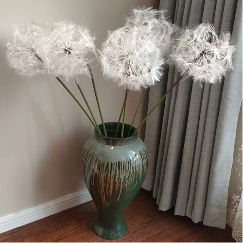 Large View 90cm Giant (20cm) White Artificial Dandelion Flower Stem