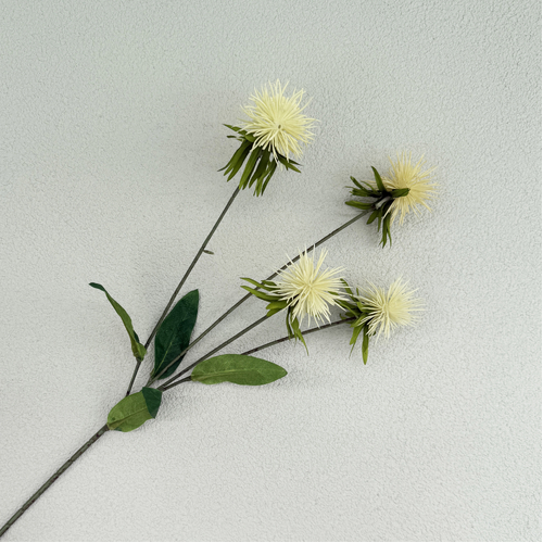 Large View 60cm Yellow Globe Thistle Artificial Stem