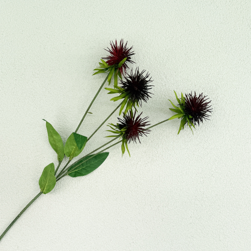 Large View 60cm Burgundy Globe Thistle Artificial Stem