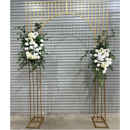 Large View Gold Metallic Arch 3m Tall X 2m Wide (NO FLOWERS)