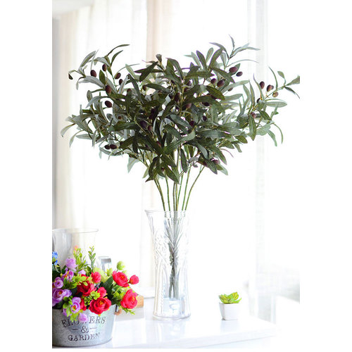 Large View Artificial Leaf Olive Branch - Green With Fruit