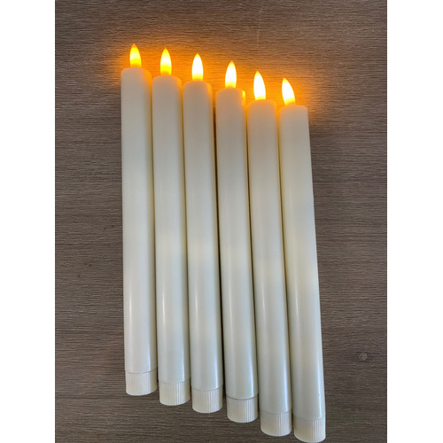 Large View 6pc Set of LED Taper Candle 
