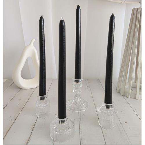 Large View 4pcs - 25cm Black Wax (Taper) Dinner Candle Romantic Candlestick