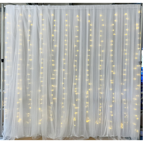 Large View 3x3m Warm White LED Curtain Light - 12 drop