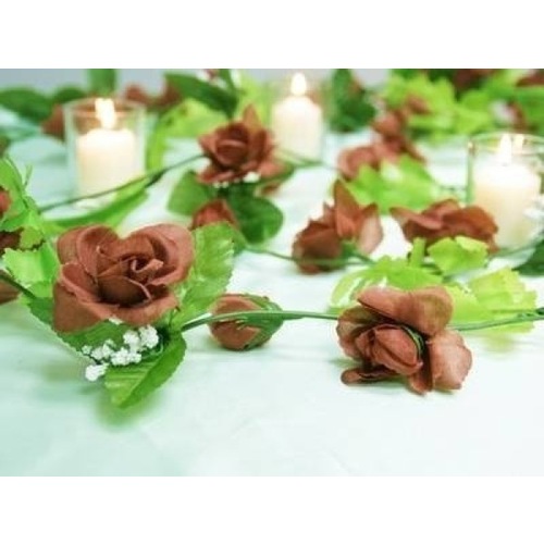 Large View CLEARANCE Rose Garland - 5ft Length - Chocolate - 8pk