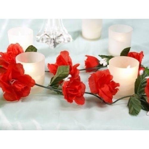 Large View CLEARANCE Rose Garland - 5ft Length - Red - 4pk