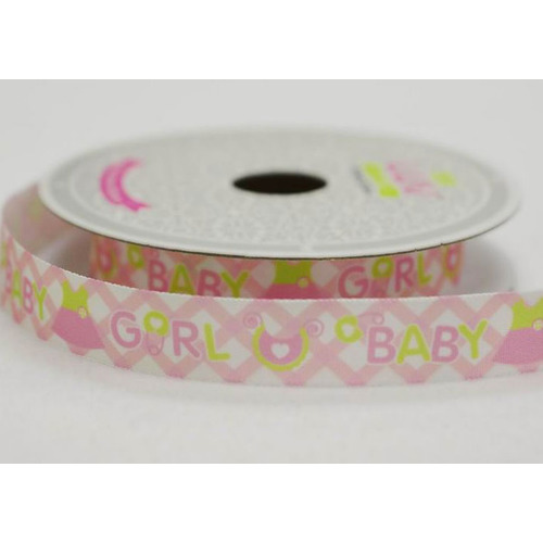 Large View MY BABY Girl Shower Ribbon - 5/8inch x 10yards 