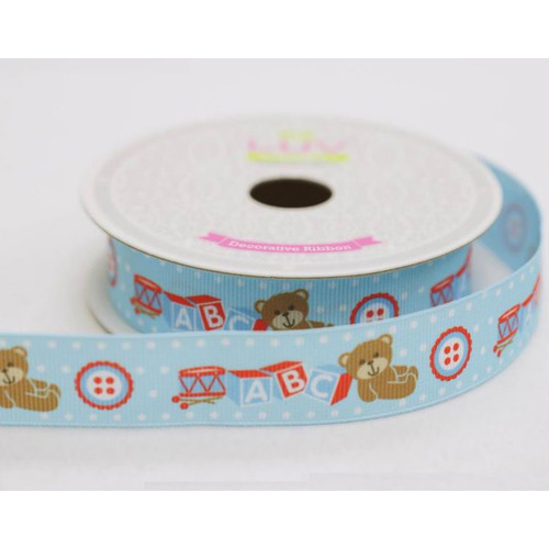 Large View My First ABC - 7/8 x 10yards Baby Shower Ribbon Blue