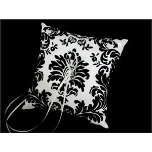 Large View Ring Pillow - Damask Black and White