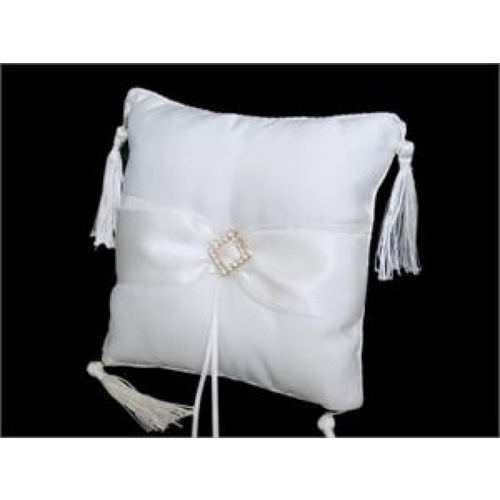 Large View Ring Pillow - Diamond Buckle Ivory