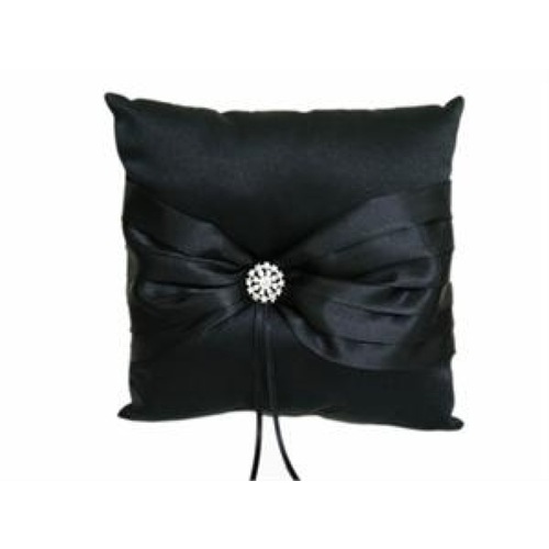 Large View Ring Pillow - Rhinestone Button Black