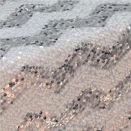 Large View Chevron Sequin Table Runner - Silver
