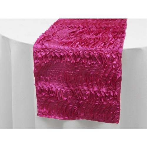 Large View Beverly Hills Waves Table Runners- Fushia Satin