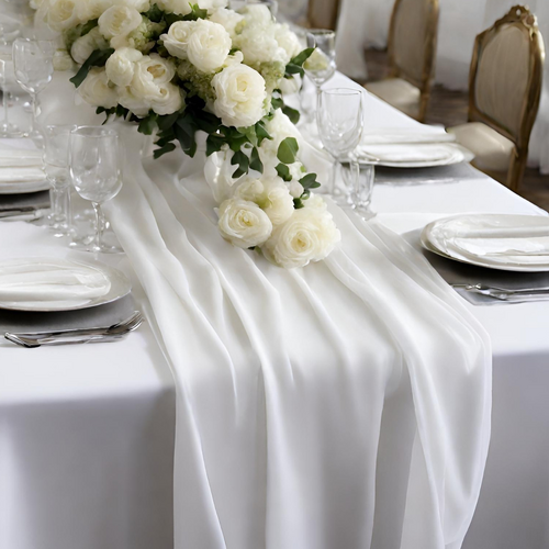 Large View White Chiffon 70cm x 4m Table Runner