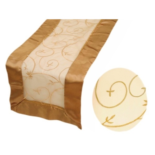 Large View Table Runner (Embroidered Organza) - Gold