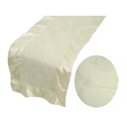 Large View Table Runner (Embroidered Organza) - Ivory