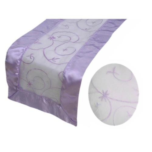 Large View Table Runner (Embroidered Organza) - Lavender