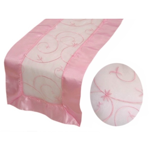 Large View Table Runner (Embroidered Organza) - Pink