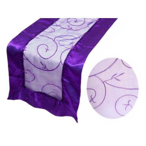 Large View Table Runner (Embroidered Organza) - Purple