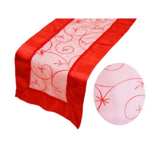 Large View Table Runner (Embroidered Organza) - Red