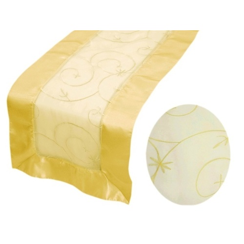 Large View Table Runner (Embroidered Organza) - Yellow