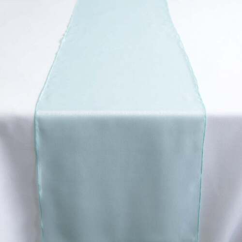 Large View Organza (Crystal) Table Runner  - Mid  Lt Blue 