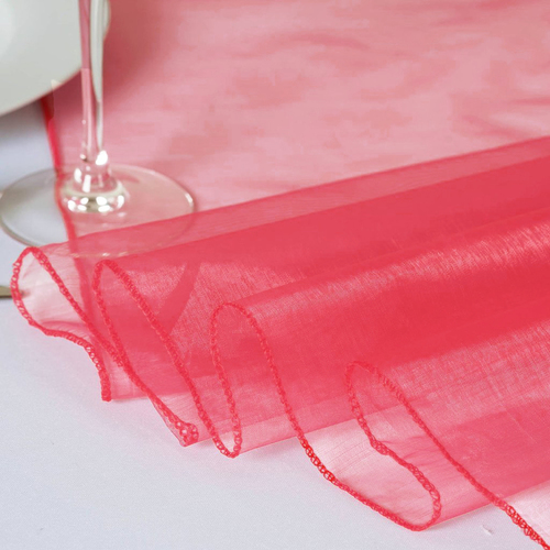 Large View Organza (Crystal) Table Runner - Coral