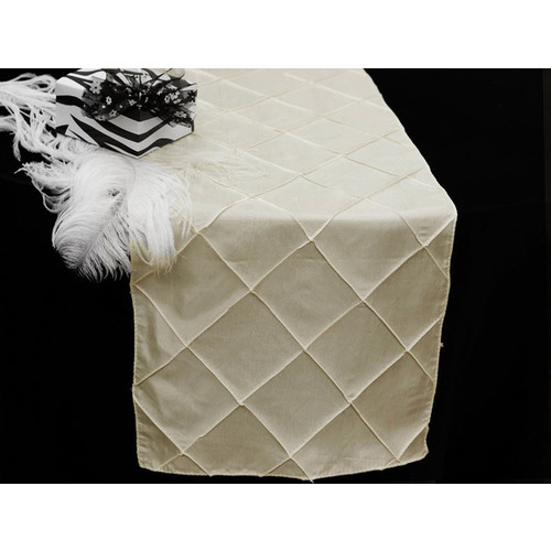 Large View Table Runner (Pintuck) - Ivory