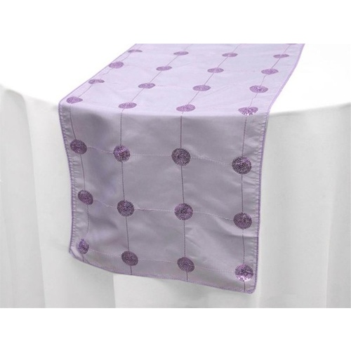 Large View Taffeta & Sequin  Sequin  Table Runner - Lavender