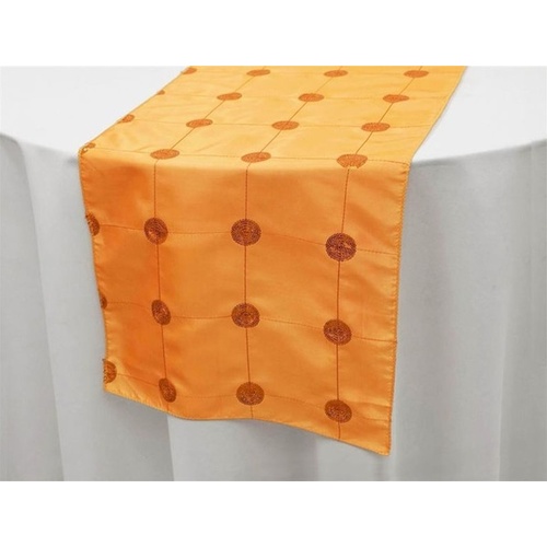 Large View Taffeta & Sequin Sequin  Table Runner - Orange