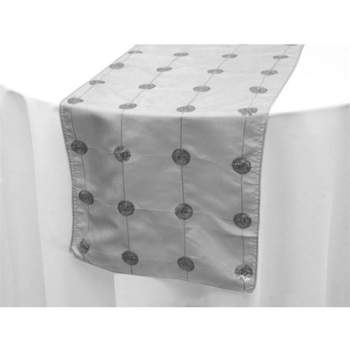 Large View Taffeta & Sequin  Sequin  Table Runner - Silver