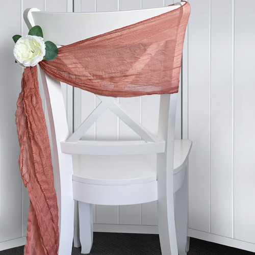 Large View Cheesecloth Linen Chair Sash - Rose Dawn