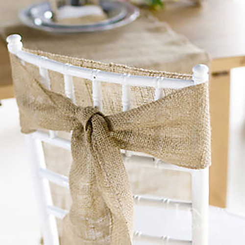 Large View Jute Natural Burlap Chair Sash