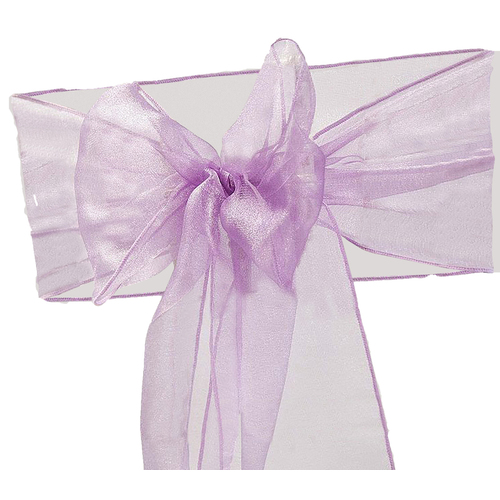 Large View Organza (Crystal) Chair Sash - Lavender