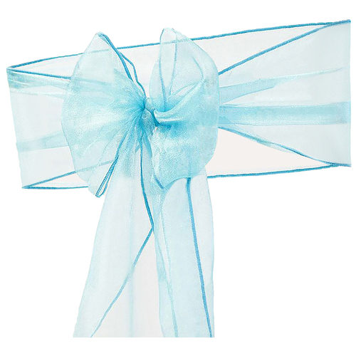 Large View Organza (Regular) Chair Sash - Turquoise  