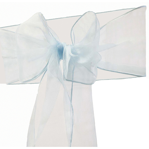 Large View Organza (Crystal) Chair Sash - Light Blue